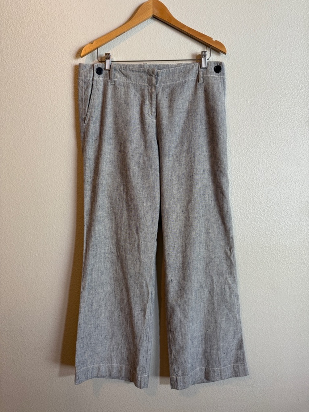 City DKNY Linen Blend Wide Leg Pants 12 Gray Y2K Quiet Luxury Minimalist
